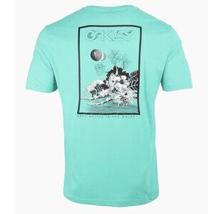 Oakley Regular Fit Men's Interstellar Great Wave Palm Mint Graphic T- Shirt L